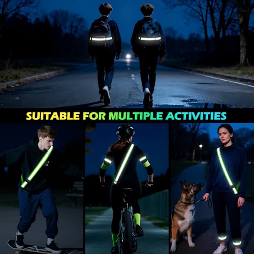 High Visibility Reflective Sash Belt & 2-Pack Armband Set - Green