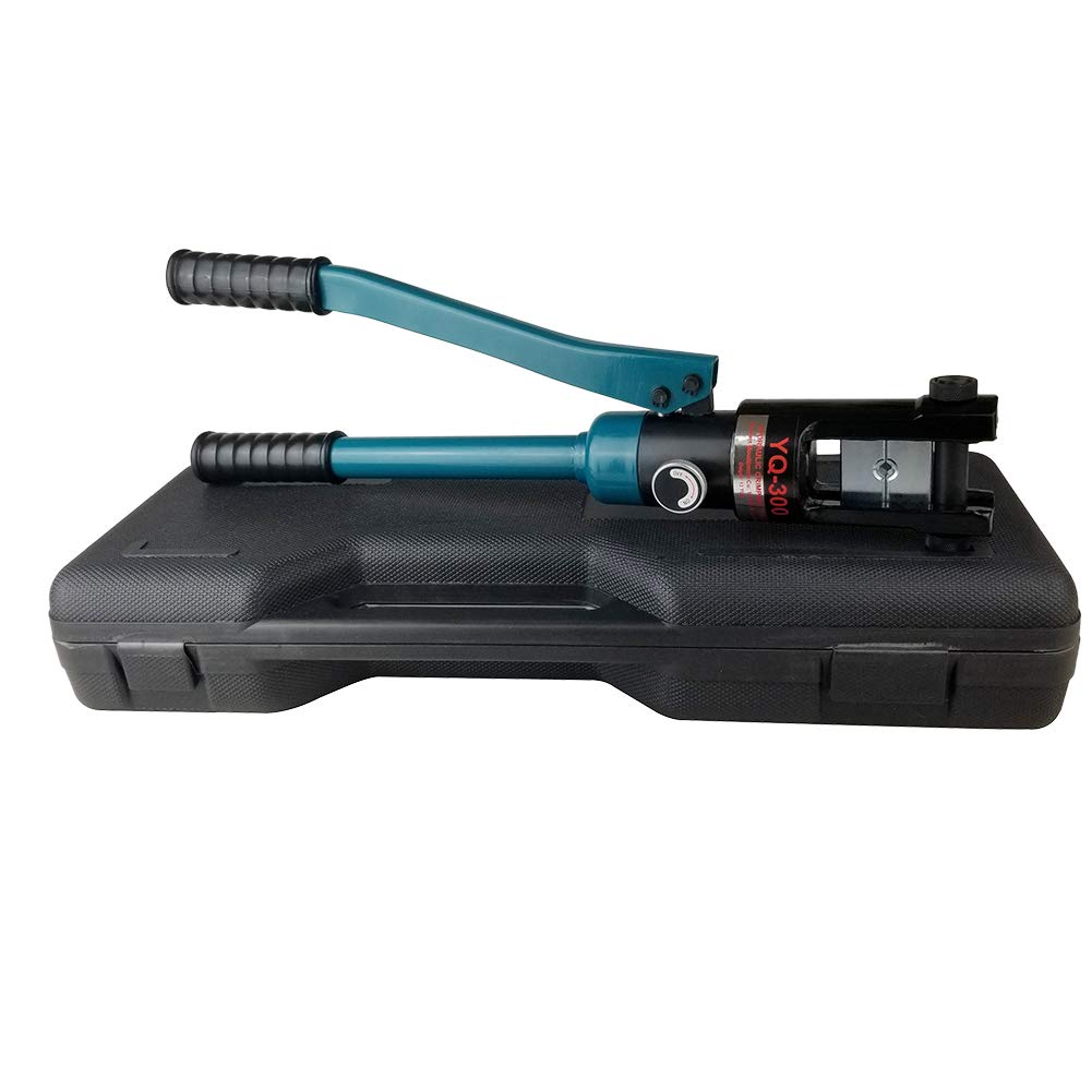 AMZCNC Industrial Hydraulic Cable Lug Crimper 16 Ton 9 AWG to 600 MCM Electrical Terminal Cable Wire Tool Kit Includes 13 Pairs of Die Sets