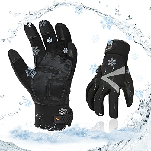 Vgo... 1-Pair -4¢µ or above 3M Thinsulate C100 Lined High Dexterity Touchscreen Synthetic Leather Winter Warm Work Gloves, Waterproof Insert (Size XL, Black, SL8777FW)