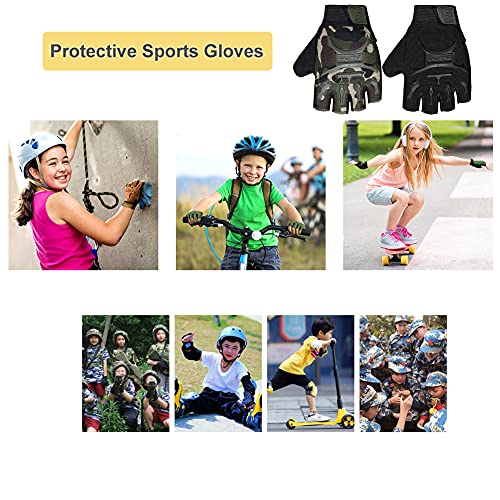 Kids Half Finger Cycling Gloves - Black / L (8-12 Years)