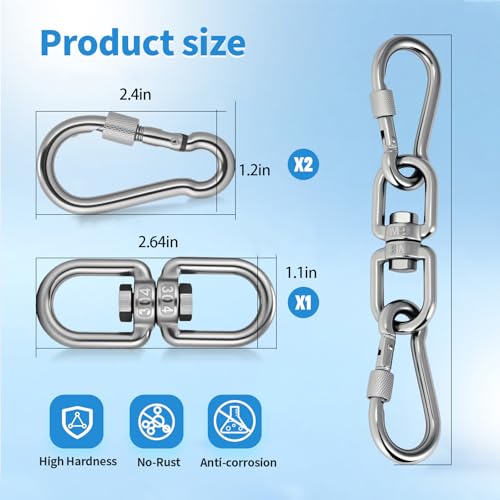 Heavy Duty Swivel Ring Double Ended Hook - 6mm Silver