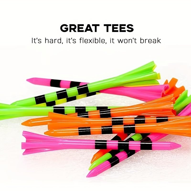 SWINGTEK 120 Golf Tees Set - 3-1/4" Long & Short Unbreakable Plastic Tees in Mixed Colors