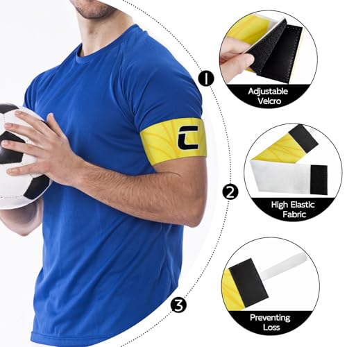 Adjustable Soccer Captain Armband - Youth Yellow, Non-Slip Design