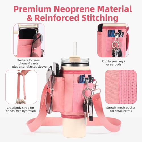 Insulated Crossbody Bag for Stanley 30 oz Tumbler - Pink