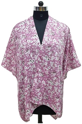 Women's Beach Cover Up Kimono Cardigan - Lavender Pink Floral