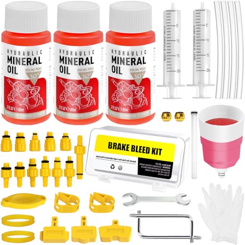 Hydraulic Brake Bleed Kit with 180ML Mineral Oil for Shimano Tektro TRP MTB & Road Bikes