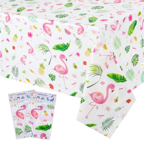 Flamingo Tablecloths - 2 Pack 108"x54" Tropical Luau Covers