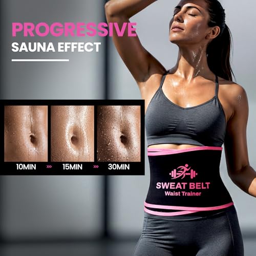 Waist Trainer Sweat Band - Nano Silver Trimmer Belt for Workout - Medium