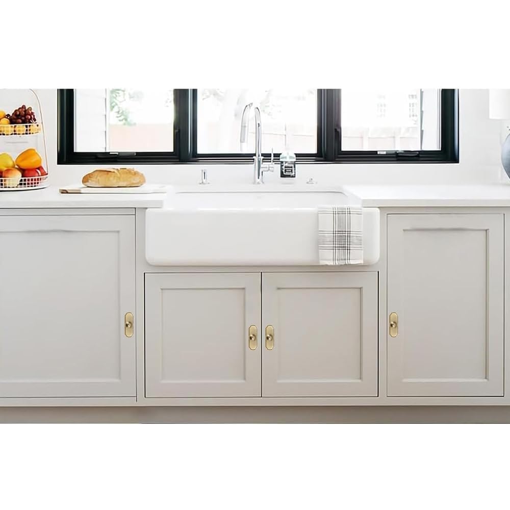 khtumeware 2-Pack Heavy Duty Solid Backplate for Cabinet Knobs Brushed Brass Drawer Knobs with Backplate Suitable for Dresser and Kitchen Cabinet Hardware.