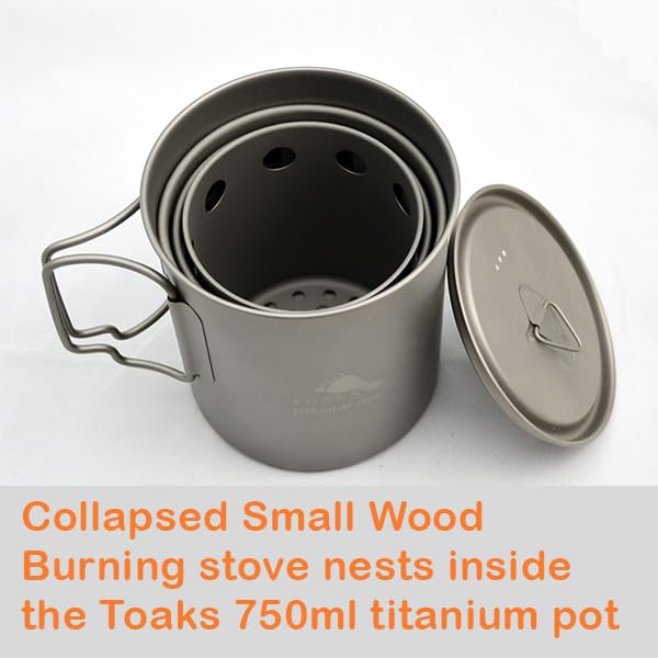 TOAKS Titanium Collapsible Camping Stove - Ultralight Portable Wood Burner