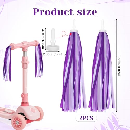 Kids Bike Streamers - Bright Purple & White Handlebar Tassels