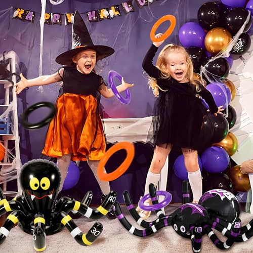 Halloween Ring Toss Games for Kids - 2 Pack Inflatable Spiders Set