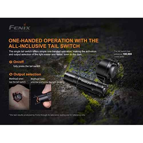 Fenix E12 V2 160 Lumen LED flashlight with EdisonBright AA alkaline battery bundle