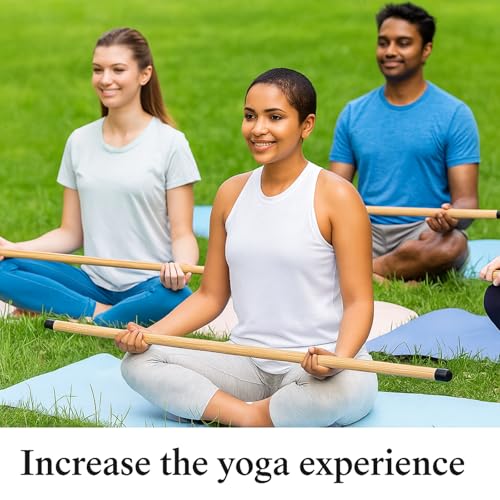 5ft Bamboo Yoga Stick Set - 6 Pcs Non-Slip Stretching Tool