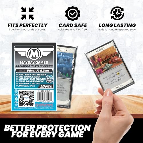 Premium Standard European Card Sleeves 59x92mm, 90-Micron Clear, 50 Pack