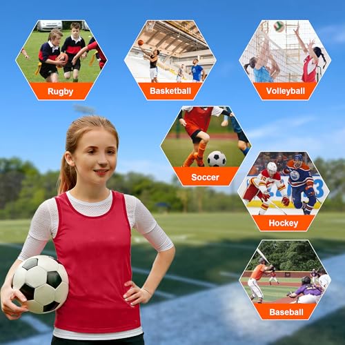 Mesh Training Bibs Set of 6 - Scrimmage Vests for Soccer & Sports
