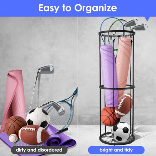Wall-Mounted Sports Ball Storage Rack for Basketball & Soccer