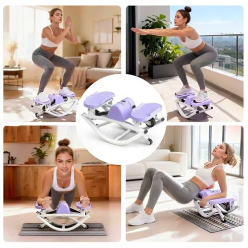 Lateral Rocking Stepper Exercise Machine with Resistance Bands