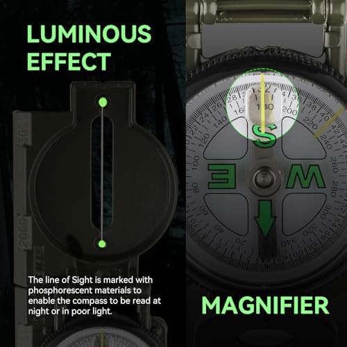 Military Grade Navigation Compass - Waterproof & Luminous Features