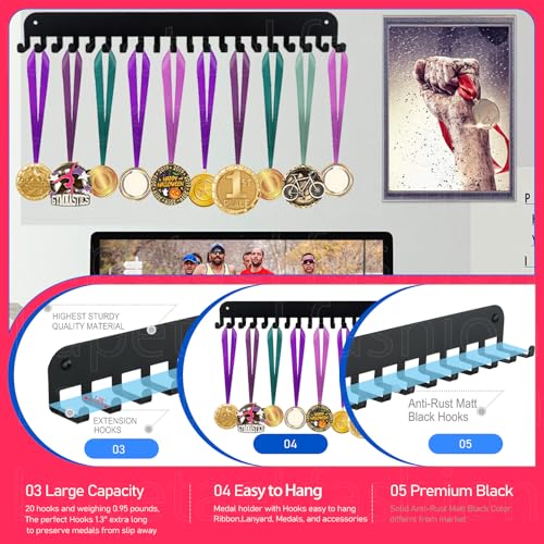 Steel Medal Hanger Display Rack for 63+ Medals - Easy Install