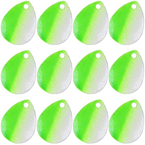 SILANON 35pcs Colorful Green & White Spinner Blades Kit for DIY Fishing Lures