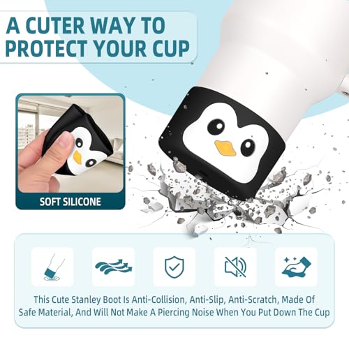 Silicone Boot for Stanley Cup 40 oz Tumbler - Penguin Black