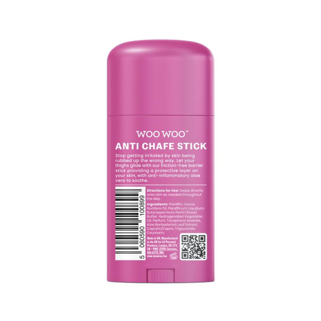 WOOWOO Anti-Chafe Stick for Women - Aloe Vera & Shea Butter Balm Prevents Thigh Rub & Skin Friction | Soothing Vegan Formula for Sensitive Areas | 1.6 fl oz (50 ml)