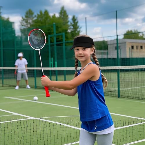 Kids Adjustable Cotton Sports Visor - Athletic Sun Hat for Tennis - Black