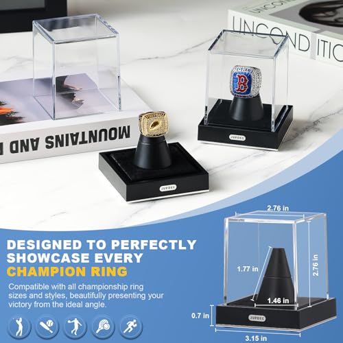 Clear Acrylic Championship Ring Display Case with Velvet Interior