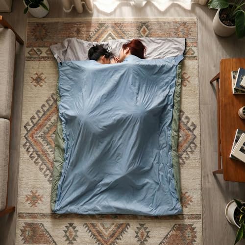NewDoar Ultralight Sleeping Bag for Warm Weather - Blue, Medium Fit (5'7" & Under), 50-70°F