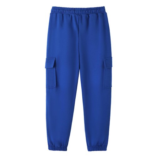 HILEELANG Little Boys Cargo Sweatpants 3 Pack - Kids Cotton Blend Joggers Black Grey Blue with Pockets Elastic Waistband, Pull-On Athletic Pants for School Sports 6Y