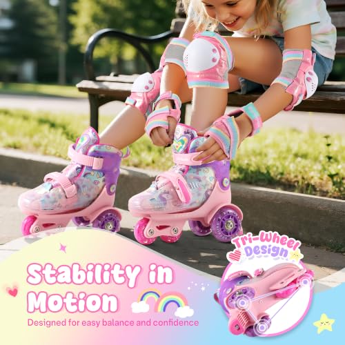 Kids Roller Skates for Boys & Girls, Adjustable Toddler | Tri-Wheel