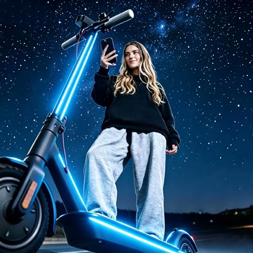 Blue USB Battery Box COB LED Light Strip for E-Scooters & Bikes, 8 Modes, Waterproof