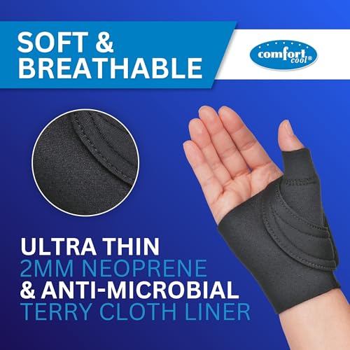 Comfort Cool CMC Thumb Brace - Right Hand, Black, Medium, Support for Arthritis & Tendinitis