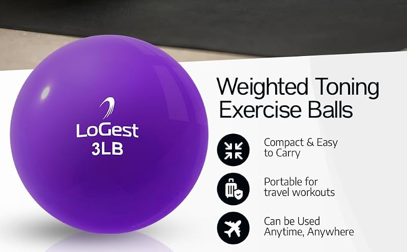 Logest 1LB Pair Weighted Toning Exercise Balls - Durable PVC Sand-Filled Gym Equipment