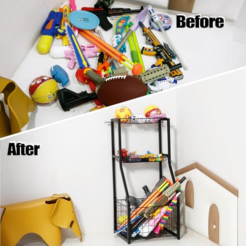 Sports Equipment Organizer with Ball Storage Rack - Garage Organizer
