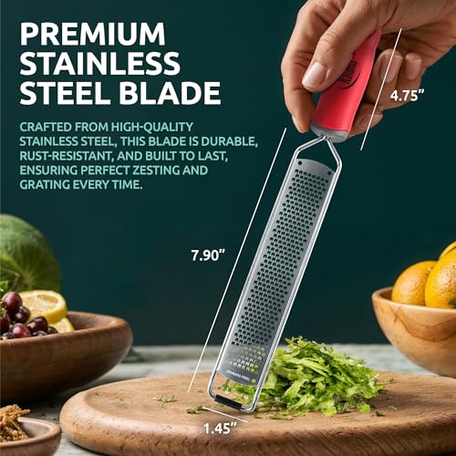 Premium Citrus Zester & Cheese Grater with Cleaning Brush & Glove