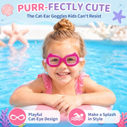 Vvinca Vibrant 02 Cat Kids Toddler Goggles with Fabric Strap Anti-Fog & UV