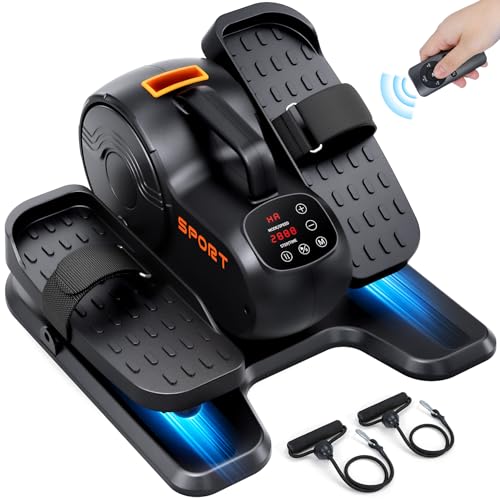 Under Desk Elliptical Machine - 3-in-1 Electric Leg Exerciser, 16 Adjustable Speed & Resistance - Orange
