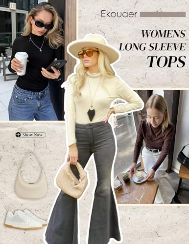 Long Sleeve Thermal Turtleneck Tops for Women - X-Large Light Khaki