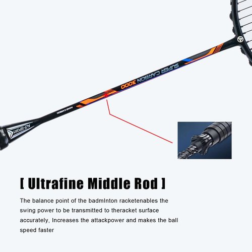ALPSPORT GJ 10U G5 Super Light Professional Full Carbon Fiber Badminton Racket with Gift Box, Badminton Racquet for Outdoor Backyard Sports Including 1 Flannel Bag, 2 Grips Tapes (Black)