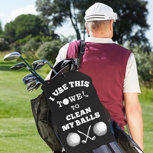 Golf Towel Accessories for Men - Black Clean My Ball
