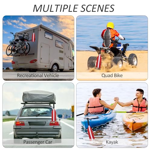 Safety Travel Flag - 2Pcs Red Kayak Towing Warning Flag