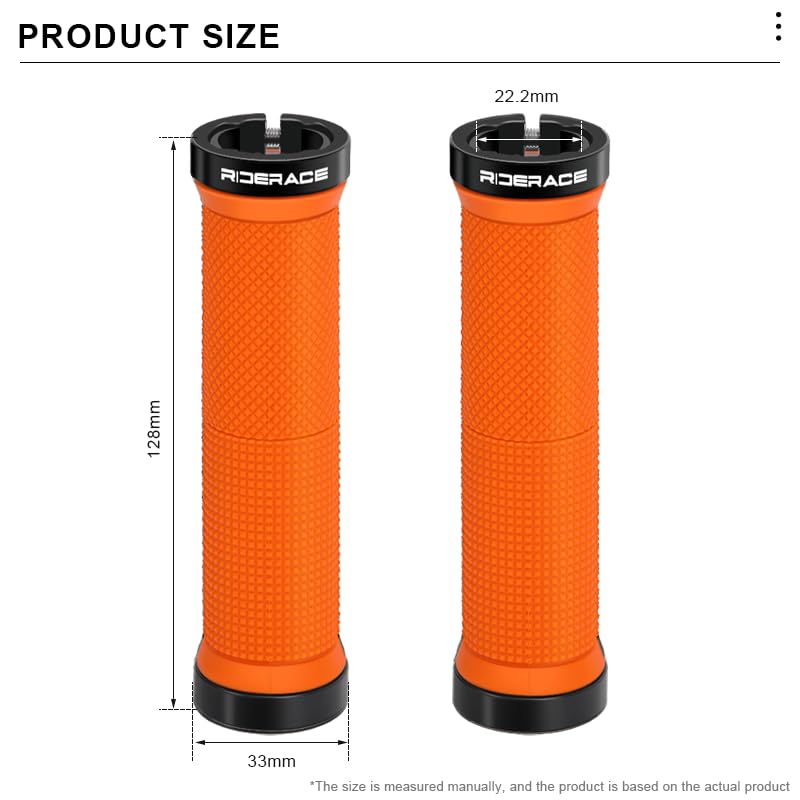 Orange Bike Handlebar Grips Dual-Lock Ergonomic Rubber MTB/BMX/Road Cycling