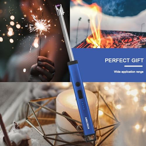 Rechargeable USB Arc Candle Lighter with LED Light - Blue