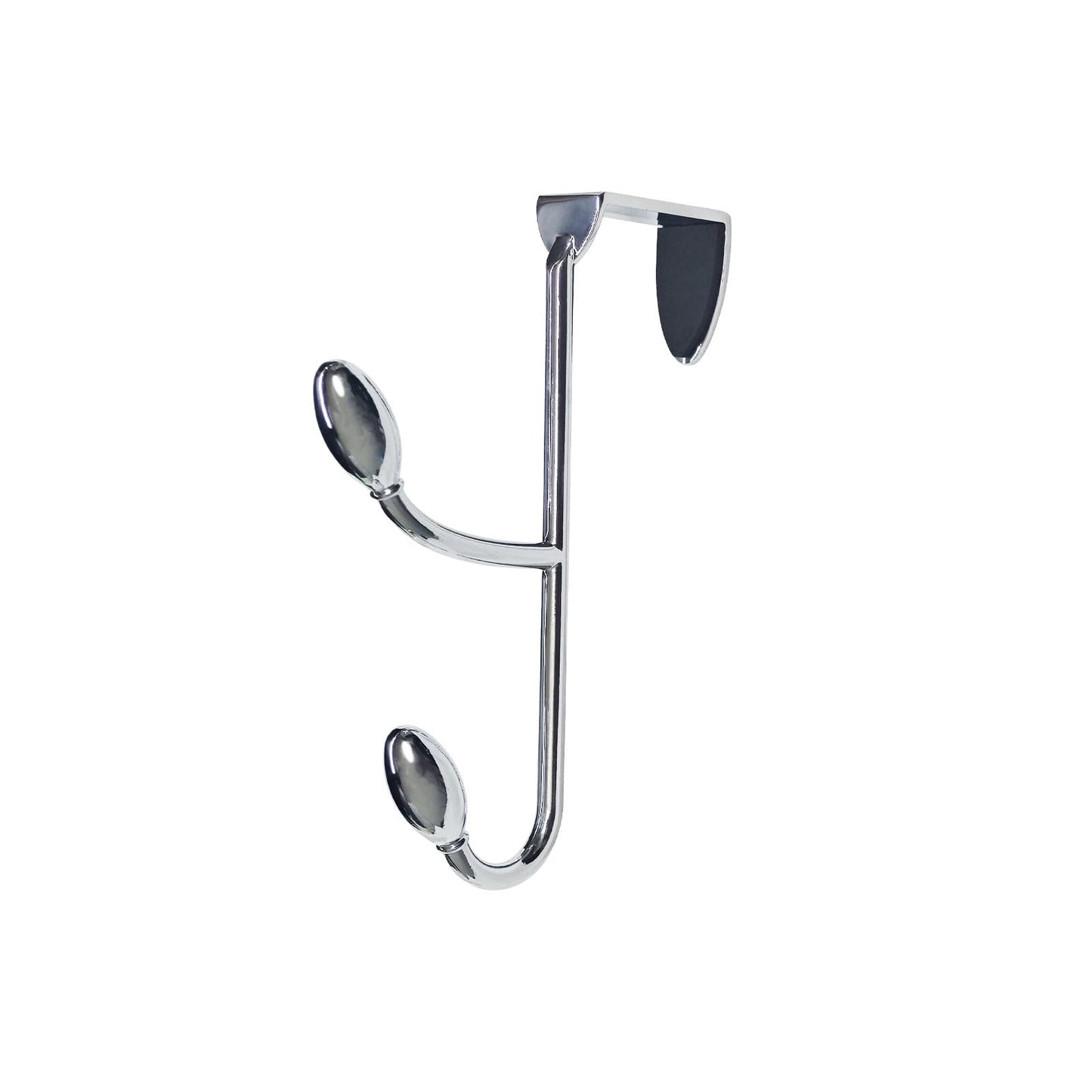 FantasHome Traditional Over The Door Double Hooks, Organizer for Hanging Coats, Hats, Towels, Purses in Bedroom, Bathroom, Laundry Room and More - Silver