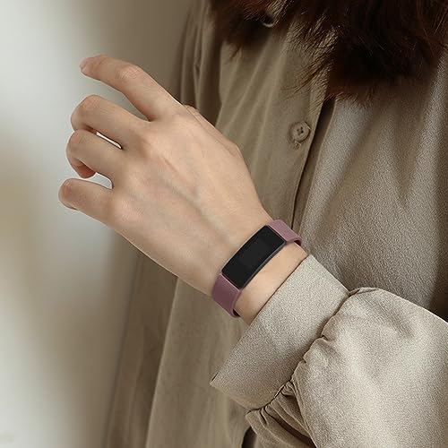 Fitbit Inspire 2 Bands - 4 Pack Adjustable Silicone Wristbands - Black, Smoky Purple, Starlight, Milk Tea