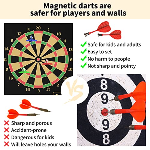Magnetic Dart Board Game Set with 12 Darts - Safe Fun for Kids