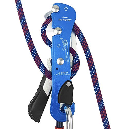 Blue Self-Braking Descender for Climbing & Rescue - CE Certified