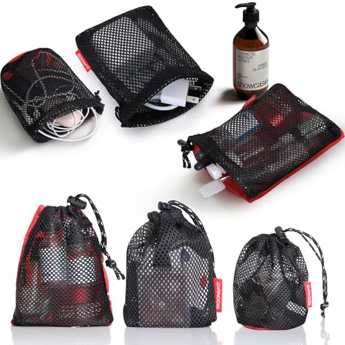 Redcamp 5-Piece Small Ditty Bags Set, Black – Ultralight Nylon Mesh & Fabric Pouches